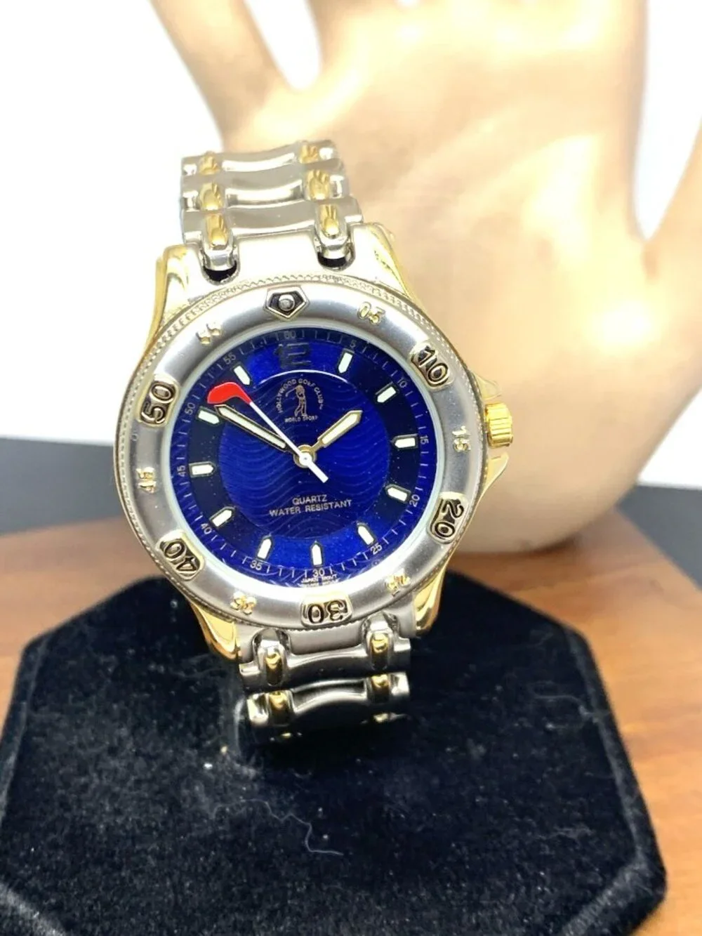 Hollywood Gold Club Men's Watch Quartz Blue Dial Two Tone Stainless Steel 36mm